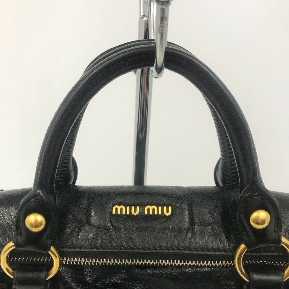 Miu Miu Vitello Lux Mini Bow Bag Authentic Black - Picture 4 of 8